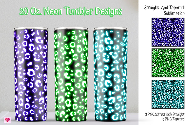 Neon Leopard 20 Oz Skinny Tumbler Sublimation. Sublimation Kseniia designer 
