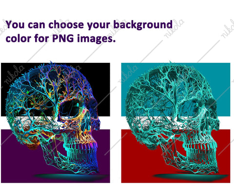 Neon Lights Human Skull JPG PNG Sublimation nikola 