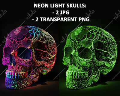 Neon Lights Human Skull JPG PNG Sublimation nikola 