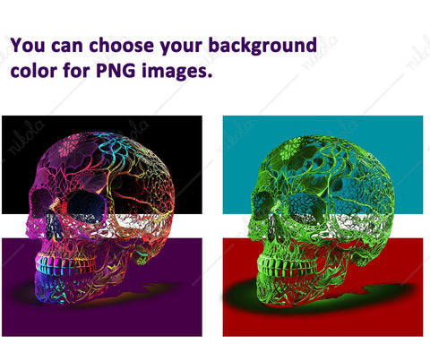 Neon Lights Human Skull JPG PNG Sublimation nikola 
