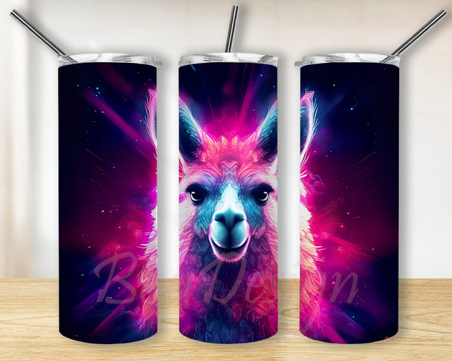Neon Llama 20oz Skinny Tumbler Sublimation Design, Llama In Sunglasses Png, Neon Llama Rainbow Tumbler, Colorful Neon Llama Png, Cute Llama, Llama Tumbler Png Sublimation BouDesign 