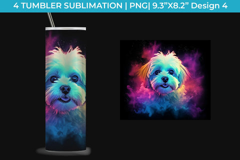 Neon Maltese Dog Tumbler Wrap 20 oz Sublimation PNG Bundle Free For Commercial Use Sublimation Sintegra 