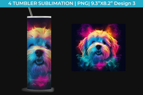 Neon Maltese Dog Tumbler Wrap 20 oz Sublimation PNG Bundle Free For Commercial Use Sublimation Sintegra 