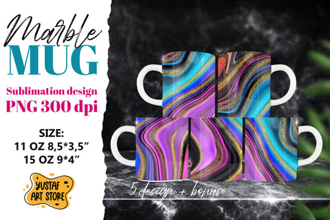 Neon marble sublimation mug wrap bundle.Fluid art PNG design Sublimation Yustaf Art Store 