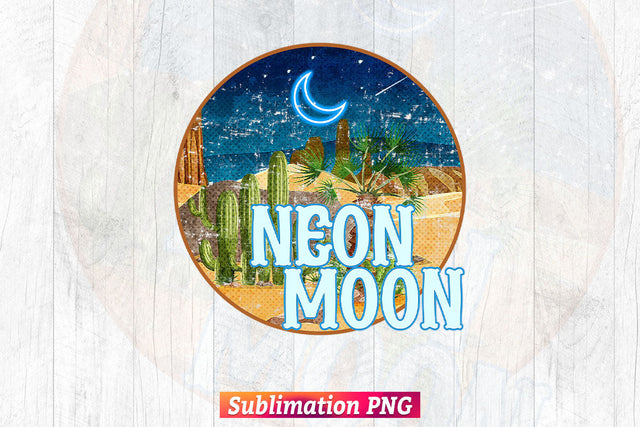 Neon Moon Western Retro Vintage T shirt Design Png Sublimation Files Sublimation DesignDestine 