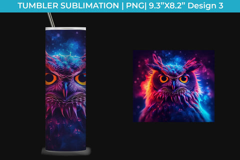 Neon Owl Tumbler Wrap 20 oz Sublimation PNG Bundle Free For Commercial Use Sublimation Sintegra 