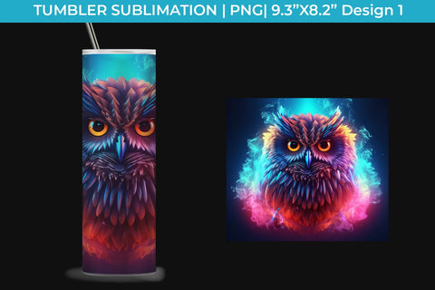 Neon Owl Tumbler Wrap 20 oz Sublimation PNG Bundle Free For Commercial Use Sublimation Sintegra 