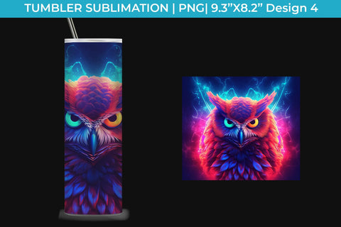 Neon Owl Tumbler Wrap 20 oz Sublimation PNG Bundle Free For Commercial Use Sublimation Sintegra 