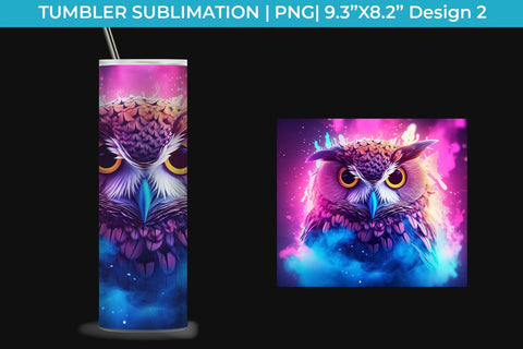 Neon Owl Tumbler Wrap 20 oz Sublimation PNG Bundle Free For Commercial Use Sublimation Sintegra 