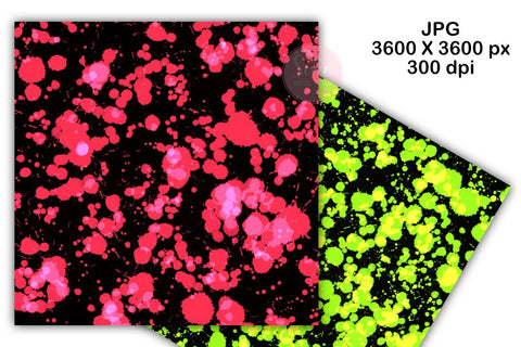 Neon Paint Splatter Digital Papers Backgrounds Digital Pattern SineDigitalDesign 