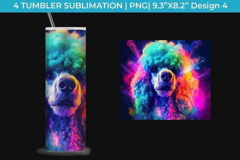 Neon Poodle Dog Tumbler Wrap 20 oz Sublimation PNG Bundle Free For Commercial Use Sublimation Sintegra 