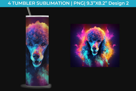 Neon Poodle Dog Tumbler Wrap 20 oz Sublimation PNG Bundle Free For Commercial Use Sublimation Sintegra 