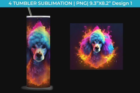 Neon Poodle Dog Tumbler Wrap 20 oz Sublimation PNG Bundle Free For Commercial Use Sublimation Sintegra 