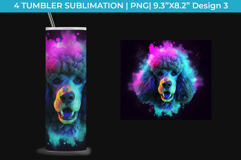 Neon Poodle Dog Tumbler Wrap 20 oz Sublimation PNG Bundle Free For Commercial Use Sublimation Sintegra 