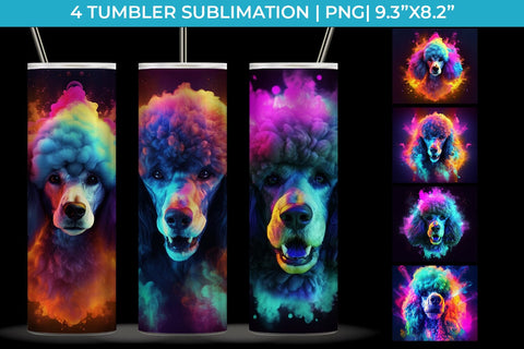 Neon Poodle Dog Tumbler Wrap 20 oz Sublimation PNG Bundle Free For Commercial Use Sublimation Sintegra 