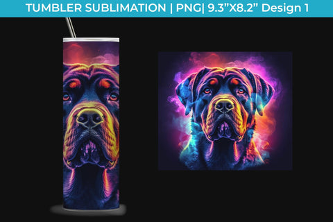 Neon Rottweiler Dog Tumbler Wrap 20 oz Sublimation PNG Bundle Free For Commercial Use Sublimation Sintegra 