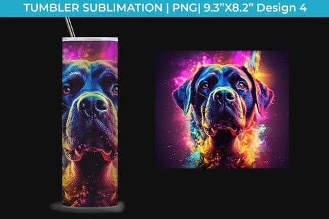Neon Rottweiler Dog Tumbler Wrap 20 oz Sublimation PNG Bundle Free For Commercial Use Sublimation Sintegra 