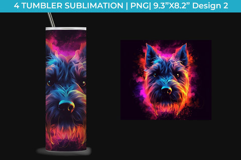 Neon Schnauzer Dog Tumbler Wrap 20 oz Sublimation PNG Bundle Free For Commercial Use Sublimation Sintegra 
