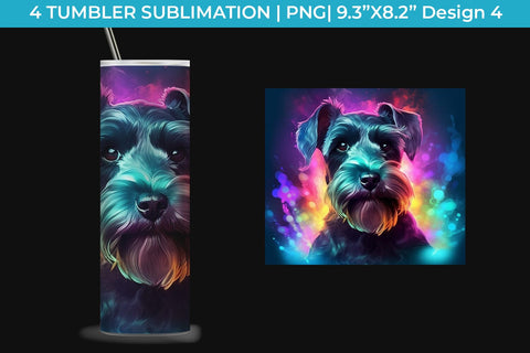 Neon Schnauzer Dog Tumbler Wrap 20 oz Sublimation PNG Bundle Free For Commercial Use Sublimation Sintegra 