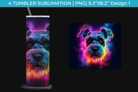 Neon Schnauzer Dog Tumbler Wrap 20 oz Sublimation PNG Bundle Free For Commercial Use Sublimation Sintegra 