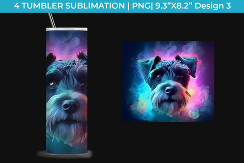 Neon Schnauzer Dog Tumbler Wrap 20 oz Sublimation PNG Bundle Free For Commercial Use Sublimation Sintegra 
