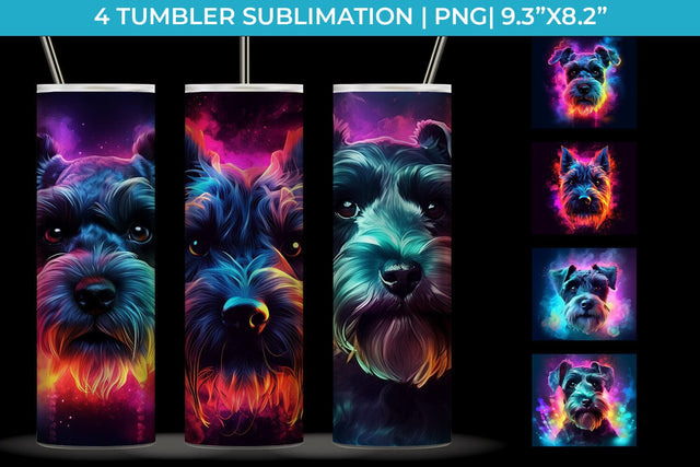Neon Schnauzer Dog Tumbler Wrap 20 oz Sublimation PNG Bundle Free For Commercial Use Sublimation Sintegra 