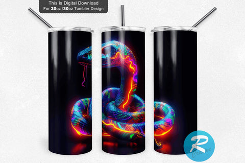 Neon Snake 20 oz / 30 oz Tumbler PNG Sublimation Regulrcrative 