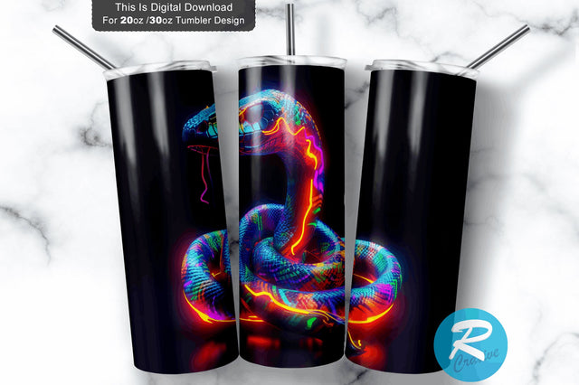 Neon Snake 20 oz / 30 oz Tumbler PNG Sublimation Regulrcrative 