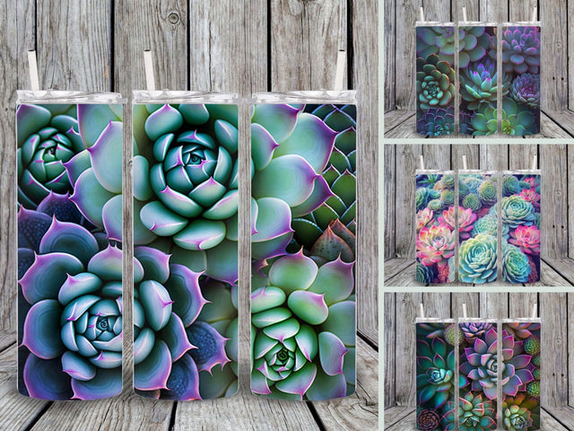 Neon Succulent Tumbler Bundle PNG Sublimation, Skinny Sublimation _HelArtShop_ 