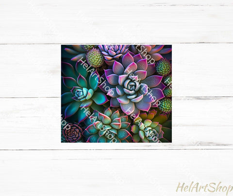 Neon Succulent Tumbler PNG Sublimation, Skinny Tumbler PNG Sublimation _HelArtShop_ 