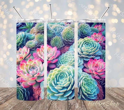 Neon Succulent Tumbler PNG Sublimation, Skinny Tumbler PNG Sublimation _HelArtShop_ 
