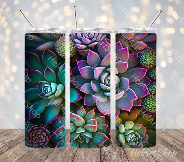 Neon Succulent Tumbler PNG Sublimation, Skinny Tumbler PNG Sublimation _HelArtShop_ 
