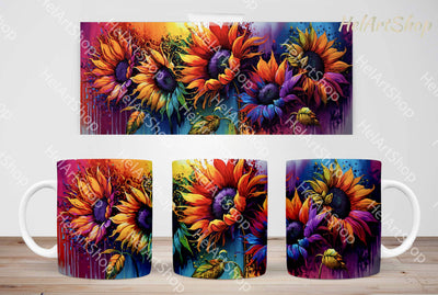 Neon Sunflower Mug Png, 11Oz Mug Sublimation Sublimation _HelArtShop_ 