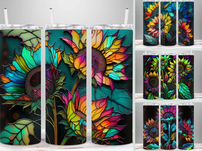 Neon Sunflower Tumbler Bundle PNG, Skinny Tumbler Sublimation _HelArtShop_ 
