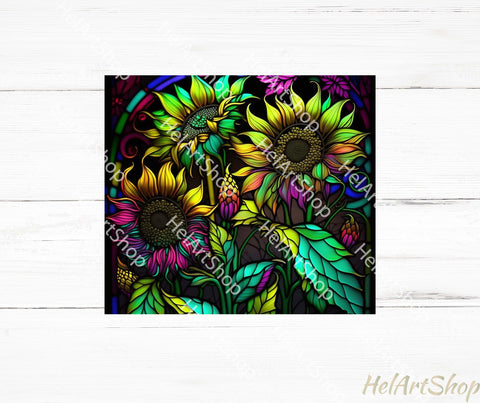 Neon Sunflower Tumbler PNG Sublimation, Skinny Tumbler PNG Sublimation _HelArtShop_ 