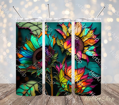 Neon Sunflower Tumbler PNG Sublimation, Skinny Tumbler PNG Sublimation _HelArtShop_ 
