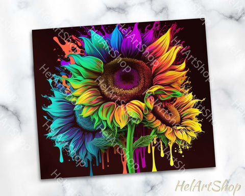 Neon Sunflower Tumbler PNG Sublimation, Skinny Tumbler PNG Sublimation _HelArtShop_ 