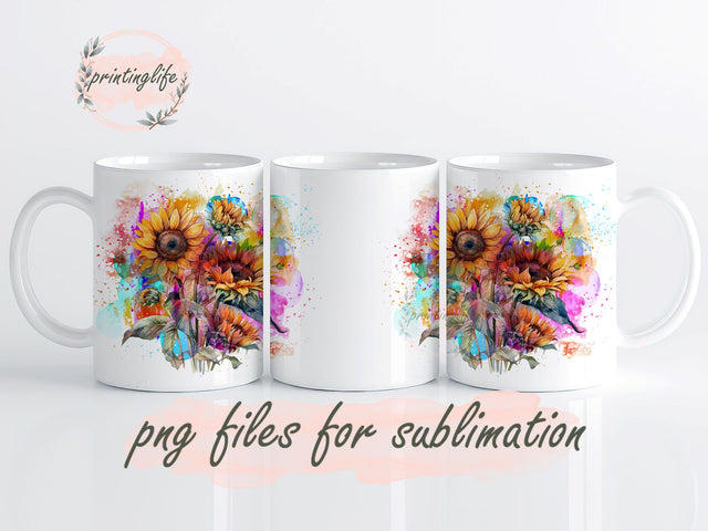 Neon Sunflowers Sublimation Design Digital Download PNG,stylish sunflower mug, modern neon mug, vintage sunflower mug, retro neon mug Sublimation PrintingLife 