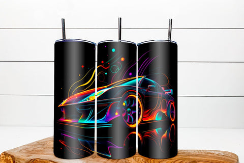 Neon tumbler wrap sublimation bundle. 20 Oz Futuristic car Sublimation Angelina Semenova 