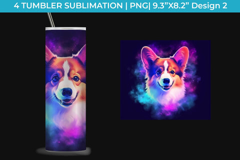 Neon Welsh Corgi Dog Tumbler Wrap 20 oz Sublimation PNG Bundle Free For Commercial Use Sublimation Sintegra 
