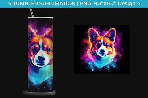Neon Welsh Corgi Dog Tumbler Wrap 20 oz Sublimation PNG Bundle Free For Commercial Use Sublimation Sintegra 