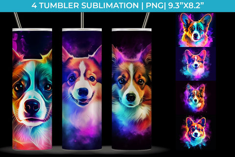 Neon Welsh Corgi Dog Tumbler Wrap 20 oz Sublimation PNG Bundle Free For Commercial Use Sublimation Sintegra 