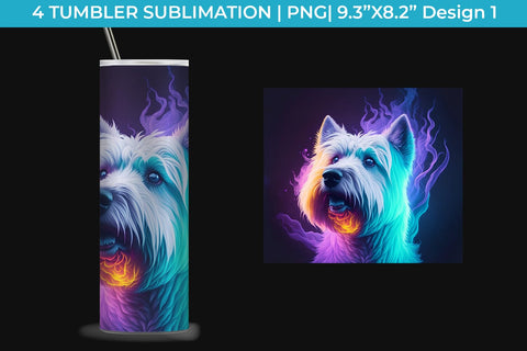 Neon Westie Dog Tumbler Wrap 20 oz Sublimation PNG Bundle Free For Commercial Use Sublimation Sintegra 