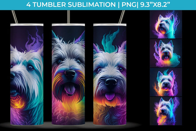 Neon Westie Dog Tumbler Wrap 20 oz Sublimation PNG Bundle Free For Commercial Use Sublimation Sintegra 