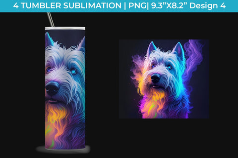 Neon Westie Dog Tumbler Wrap 20 oz Sublimation PNG Bundle Free For Commercial Use Sublimation Sintegra 