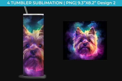 Neon Yorkshire Terrier Dog Tumbler Wrap 20 oz Sublimation PNG Bundle Free For Commercial Use Sublimation Sintegra 
