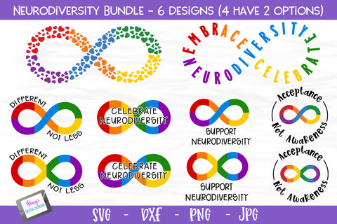 Neurodiversity Bundle - 6 Neurodiversity SVG Designs SVG Stacy's Digital Designs 