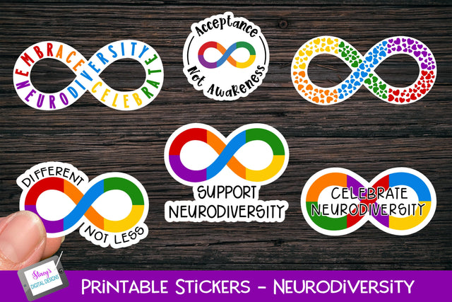 Neurodiversity Sticker Bundle - 6 Neurodiversity designs SVG Stacy's Digital Designs 