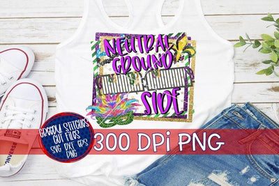 Neutral Ground Side PNG for Sublimation-Mardi Gras PNG Sublimation Greedy Stitches 