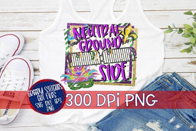 Neutral Ground Side PNG for Sublimation-Mardi Gras PNG Sublimation Greedy Stitches 